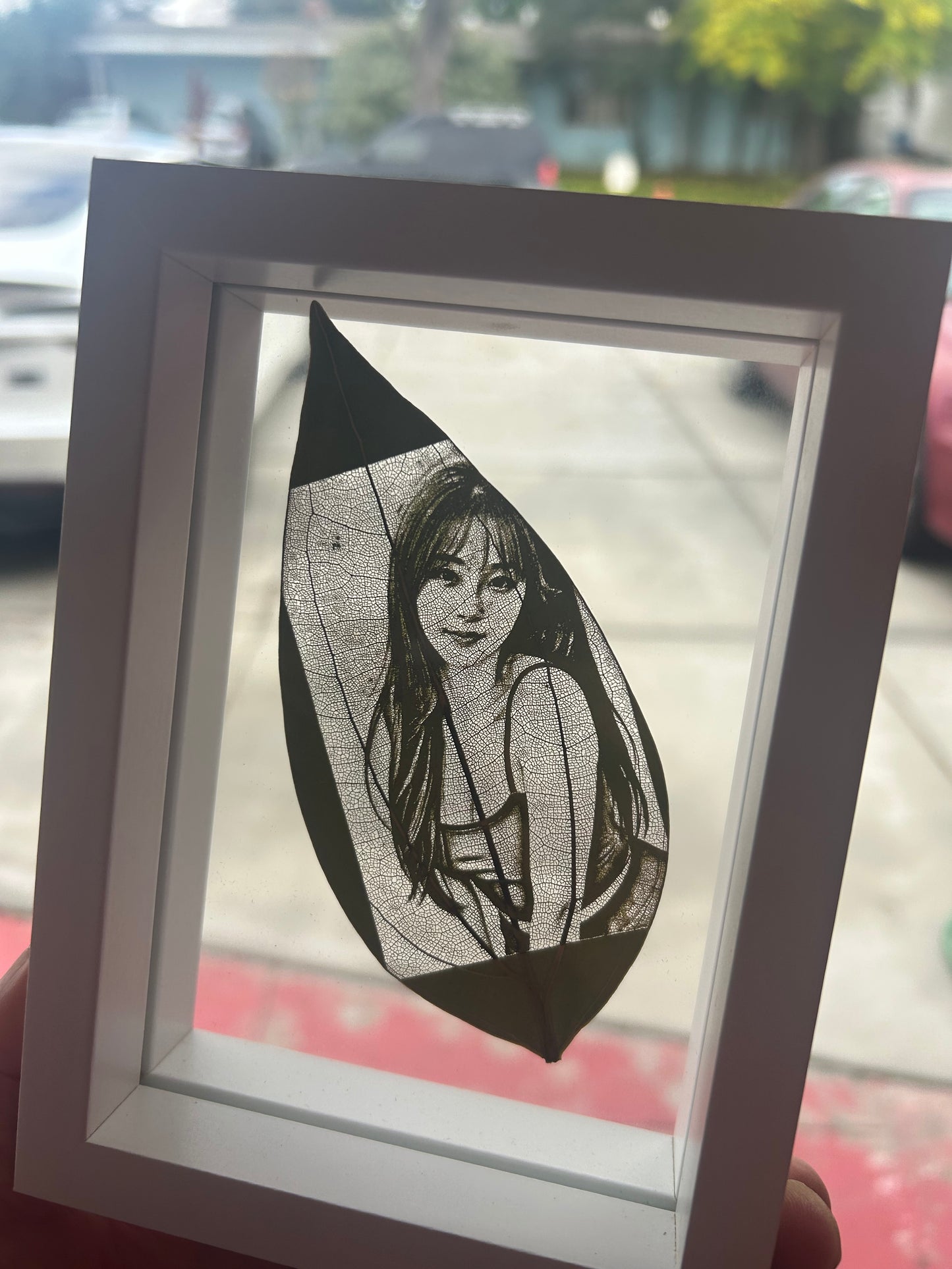 Personalized Leaf Carving Art – Custom Photo Engraved on Real Leaf | Unique Handmade Gift